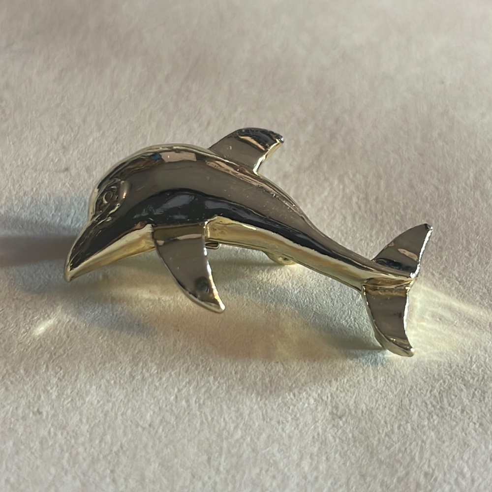 Dolphin Pin -,Vintage Signed Dolphin Pin Brooch